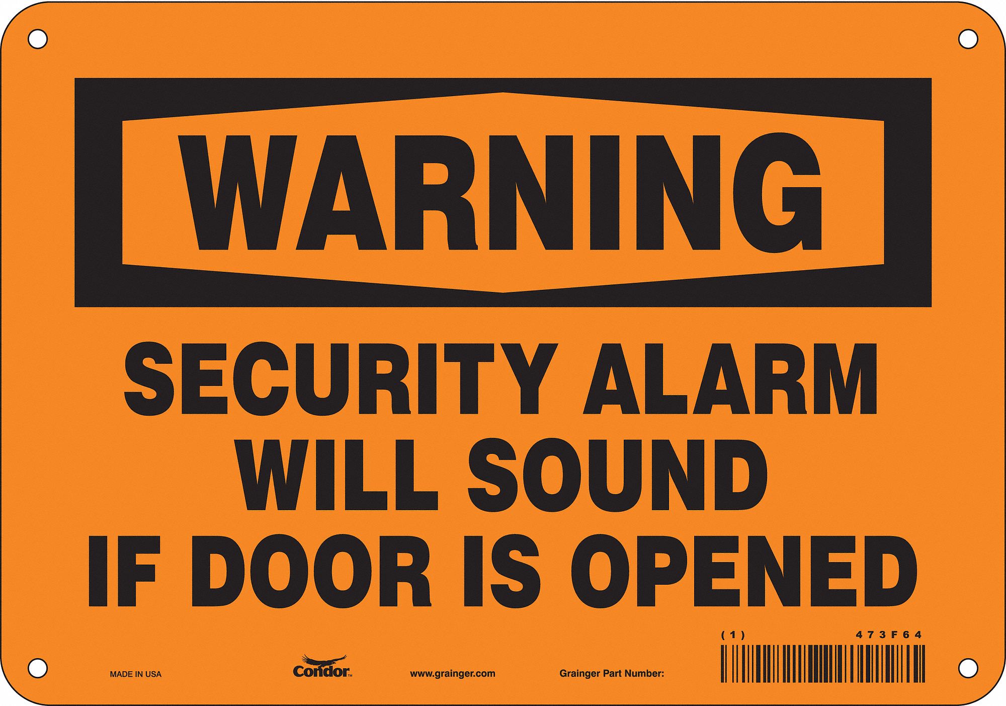 Safety Sign: Aluminum, Mounting Holes Sign Mounting, 7 in x 10 in Nominal Sign Size, 0.032 in Thick