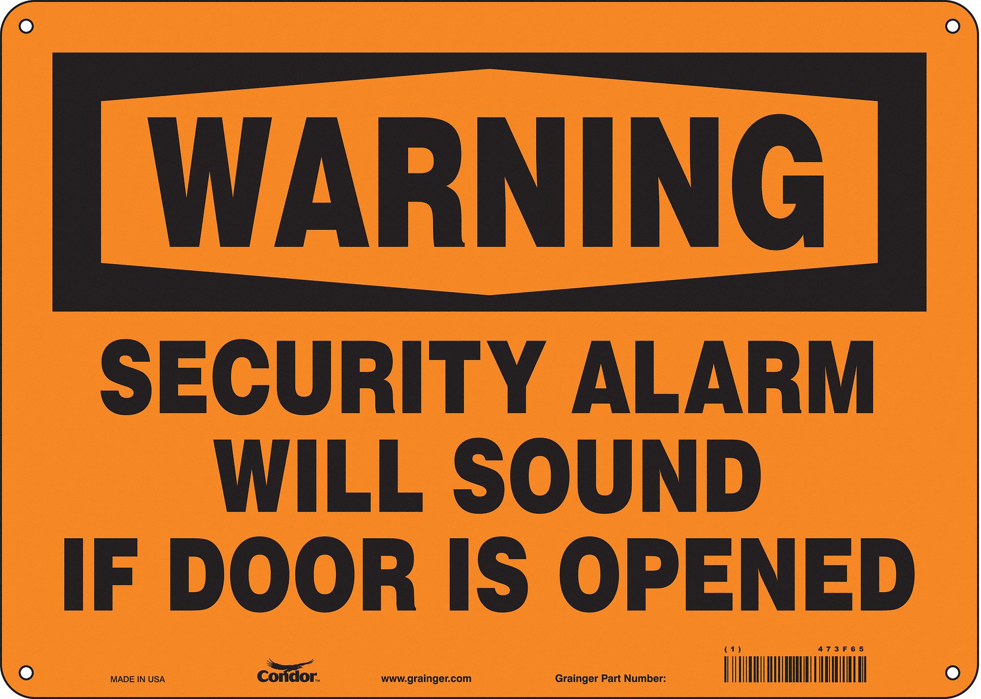 Safety Sign: Aluminum, Mounting Holes Sign Mounting, 10 in x 14 in Nominal Sign Size, 0.032 in Thick