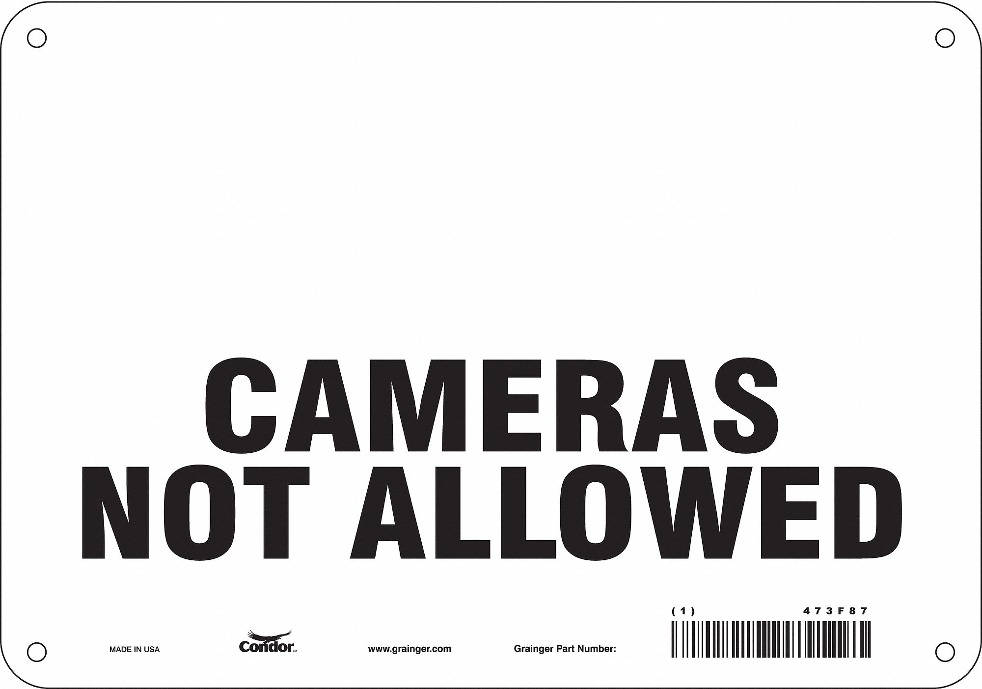 Safety Sign: Aluminum, Mounting Holes Sign Mounting, 7 in x 10 in Nominal Sign Size, 0.032 in Thick