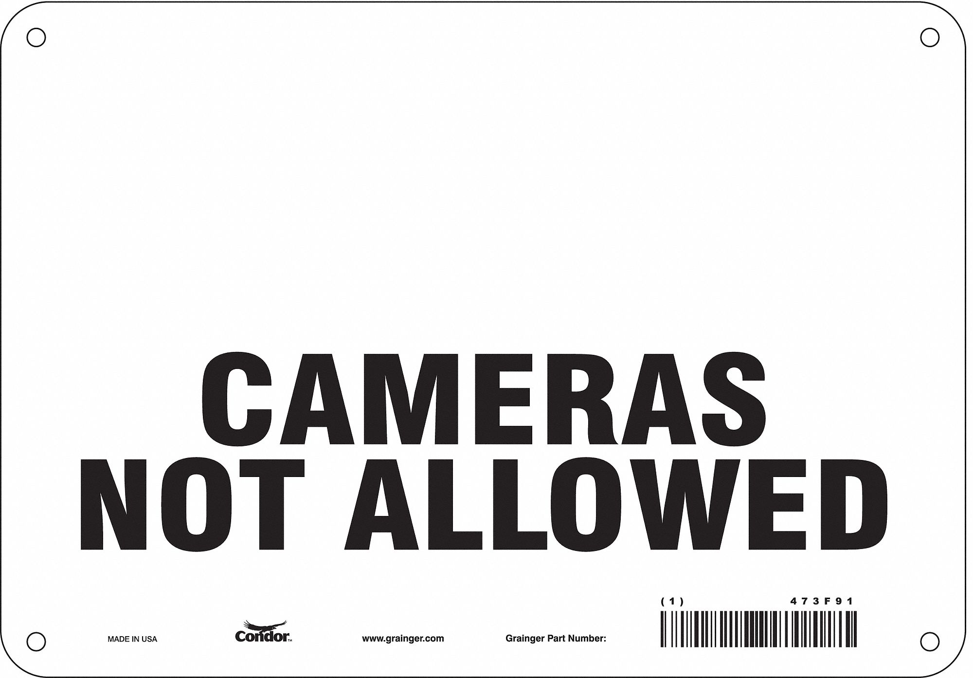 Safety Sign: Polyethylene, Mounting Holes Sign Mounting, 7 in x 10 in Nominal Sign Size