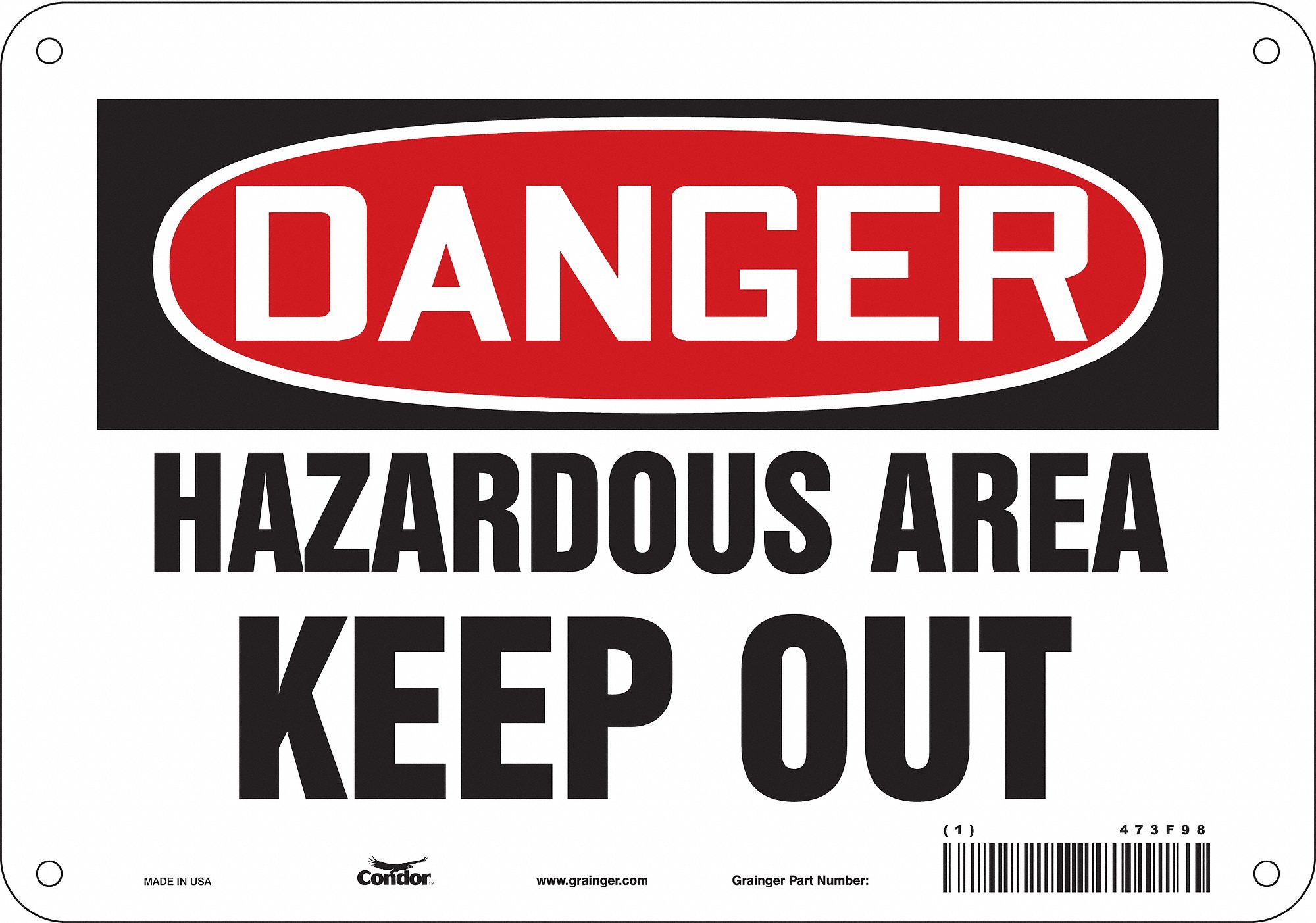 Safety Sign, 7 in x 10 in, Polyethylene