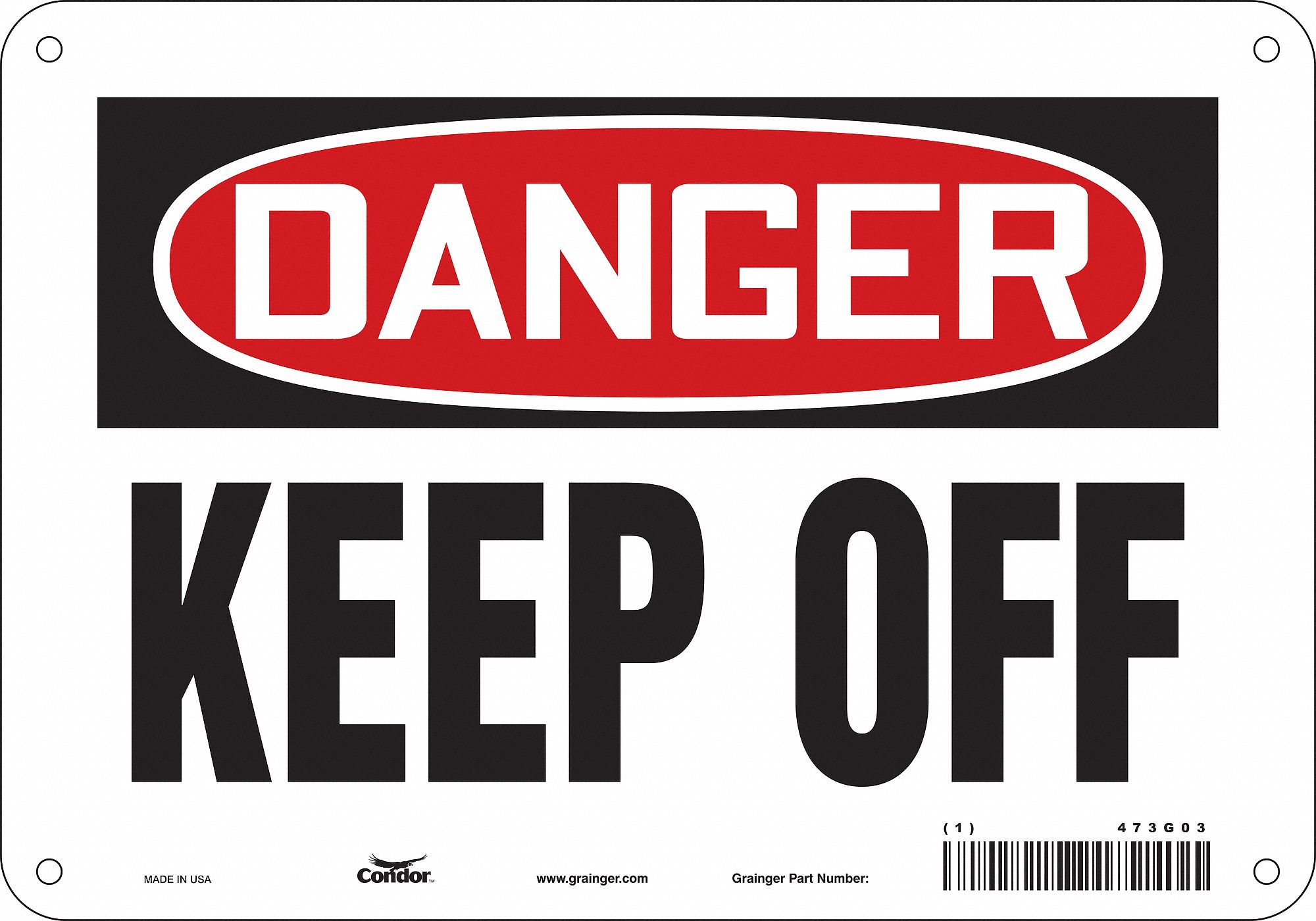 Safety Sign: Aluminum, Mounting Holes Sign Mounting, 7 in x 10 in Nominal Sign Size, 0.032 in Thick
