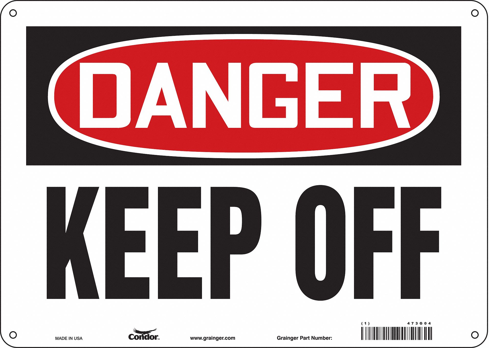 Safety Sign: Aluminum, Mounting Holes Sign Mounting, 10 in x 14 in Nominal Sign Size, 0.032 in Thick
