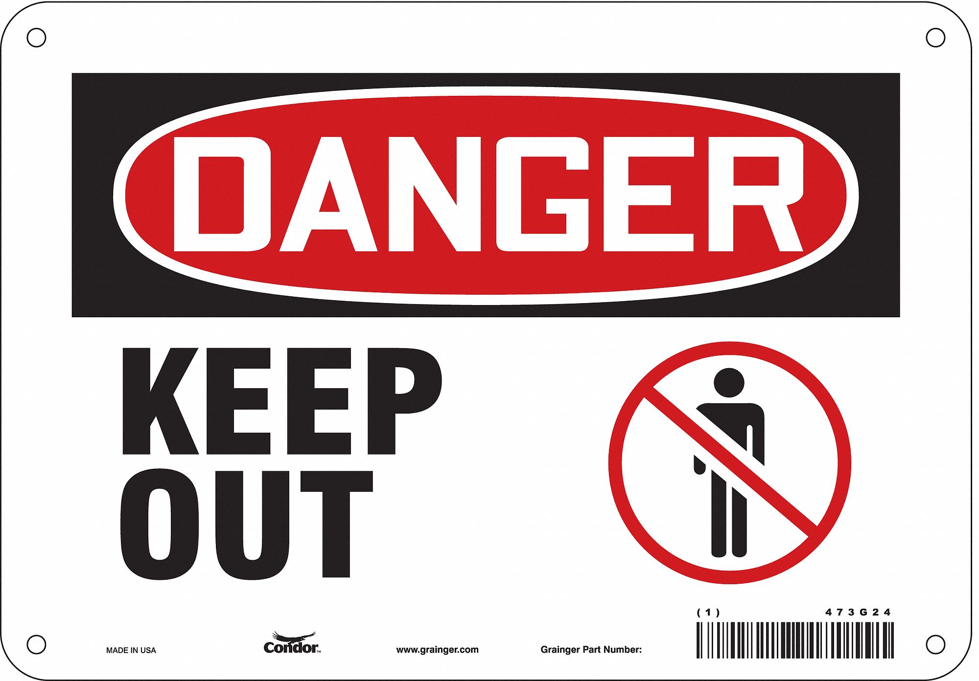 Safety Sign: Aluminum, Mounting Holes Sign Mounting, 7 in x 10 in Nominal Sign Size, 0.032 in Thick