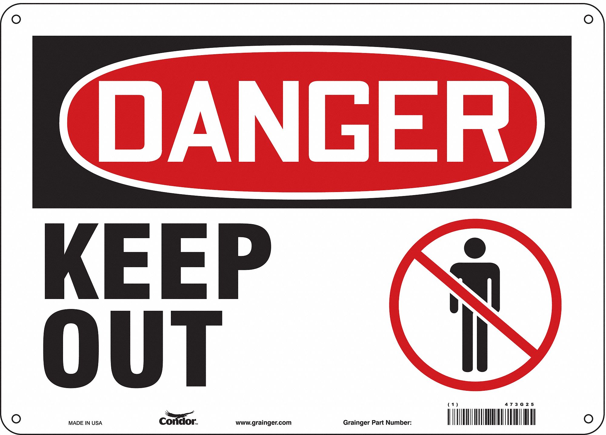 Safety Sign: Aluminum, Mounting Holes Sign Mounting, 10 in x 14 in Nominal Sign Size, 0.032 in Thick