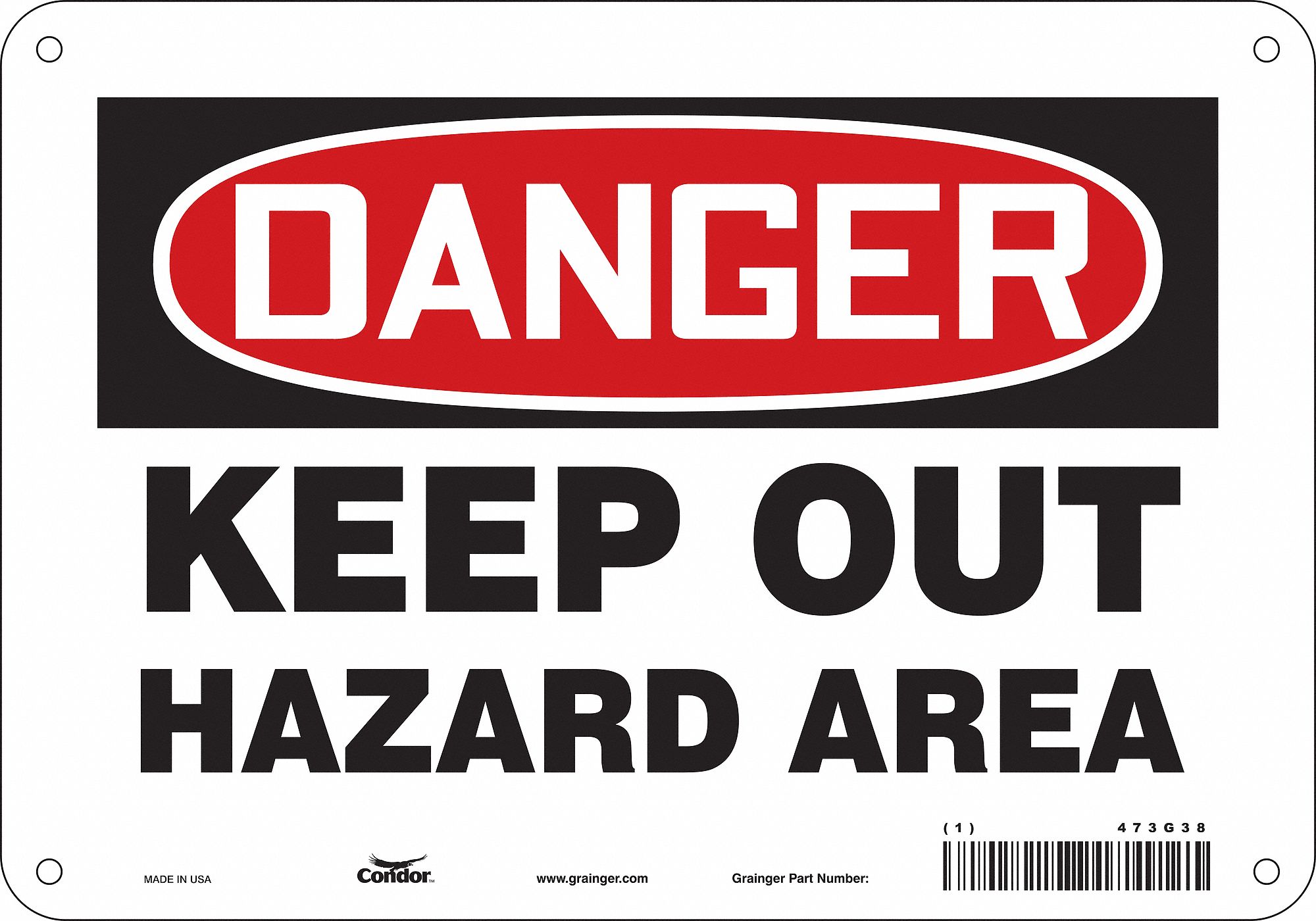 Safety Sign, 7 in x 10 in, Aluminum