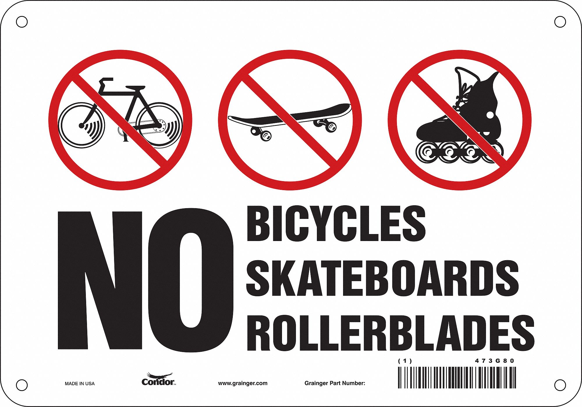 Safety Sign: Aluminum, Mounting Holes Sign Mounting, 7 in x 10 in Nominal Sign Size, 0.032 in Thick