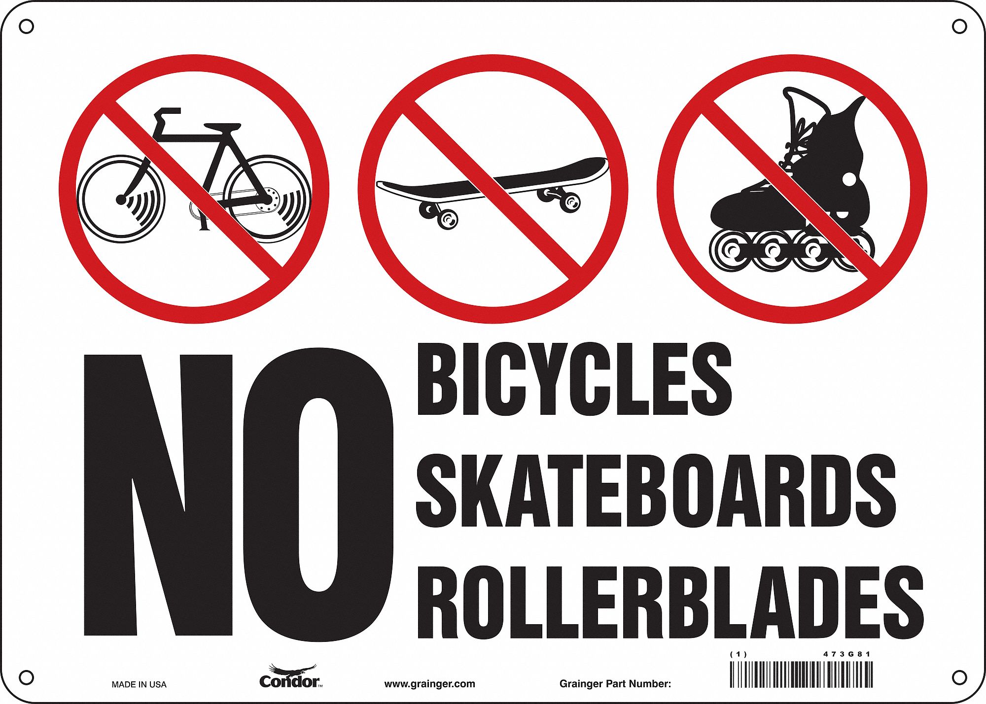 Safety Sign: Aluminum, Mounting Holes Sign Mounting, 10 in x 14 in Nominal Sign Size, 0.032 in Thick