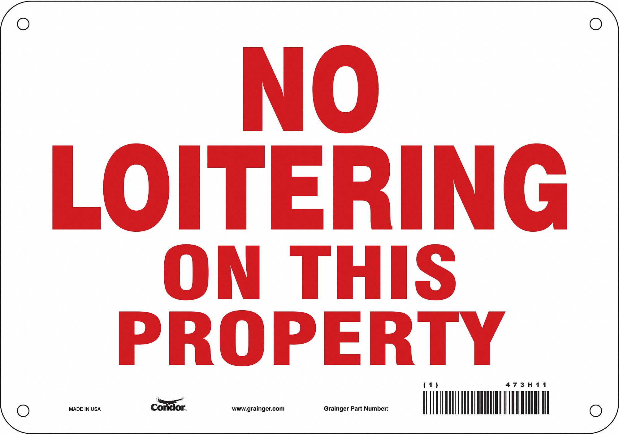 Safety Sign: Aluminum, Mounting Holes Sign Mounting, 7 in x 10 in Nominal Sign Size, 0.032 in Thick