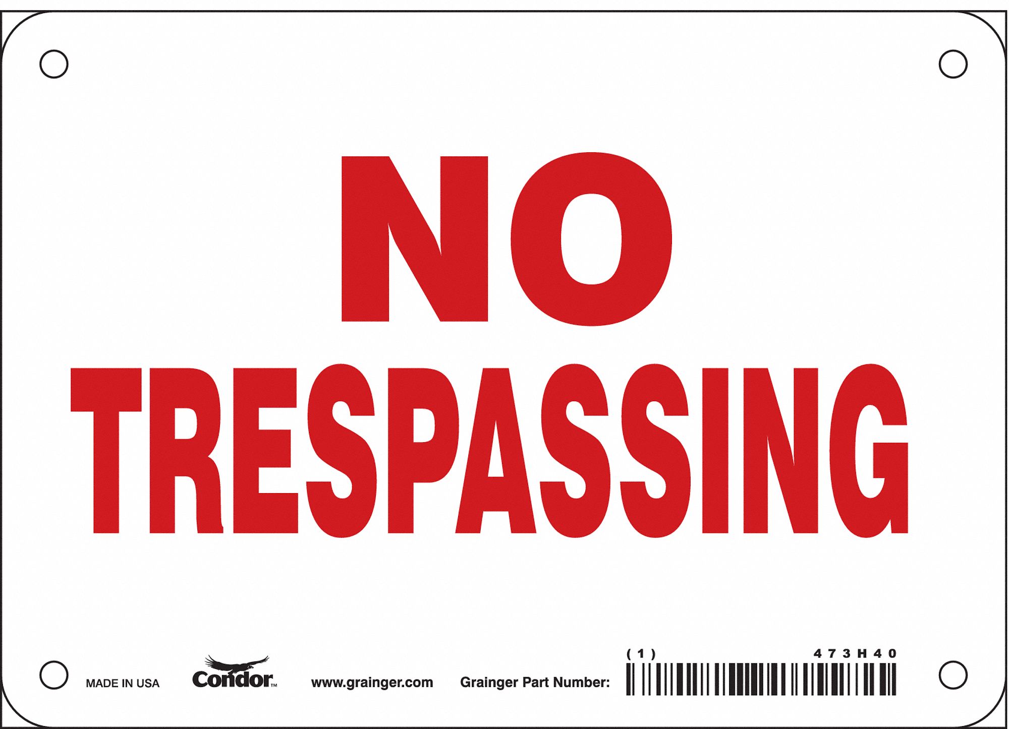 Safety Sign: Polyethylene, Mounting Holes Sign Mounting, 7 in x 10 in Nominal Sign Size
