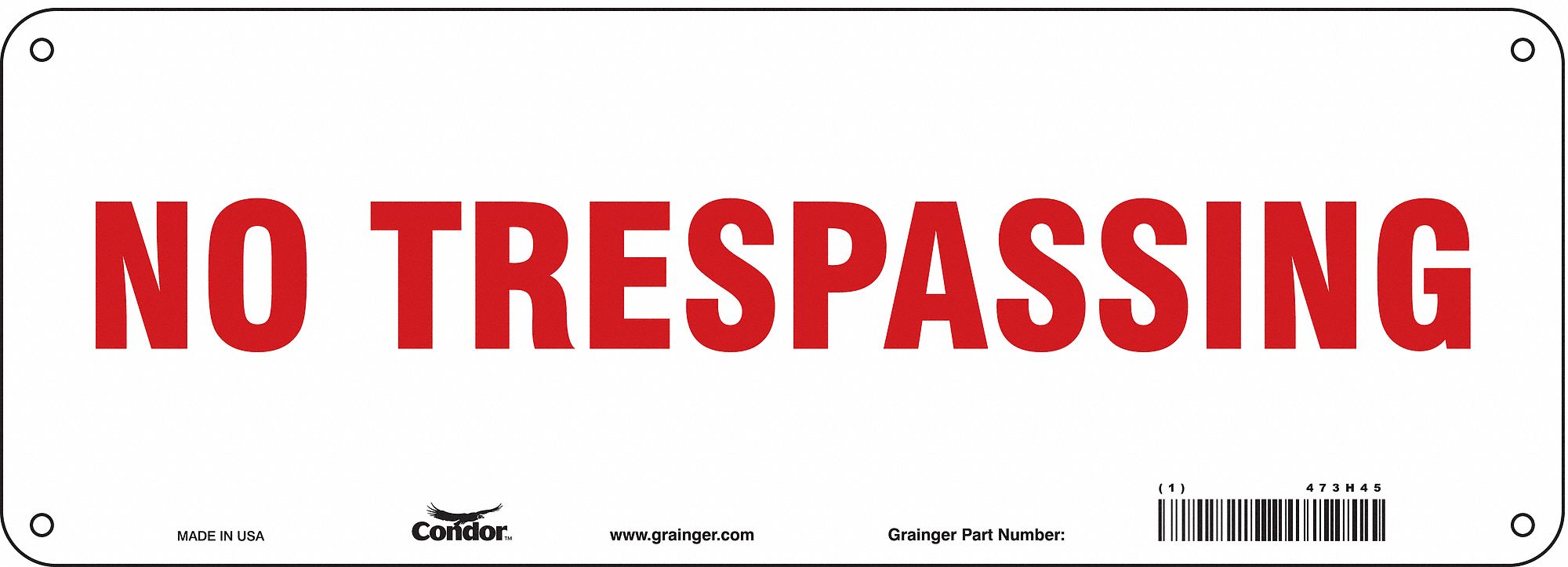 Safety Sign, 5 in x 14 in, Aluminum