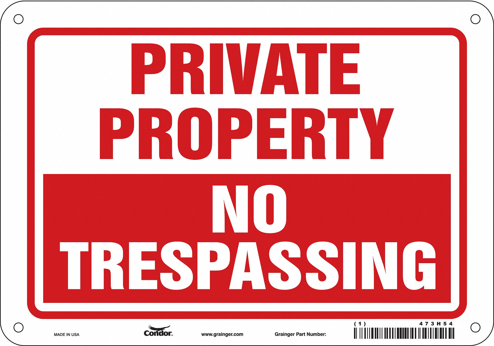 Safety Sign: Polyethylene, Mounting Holes Sign Mounting, 7 in x 10 in Nominal Sign Size