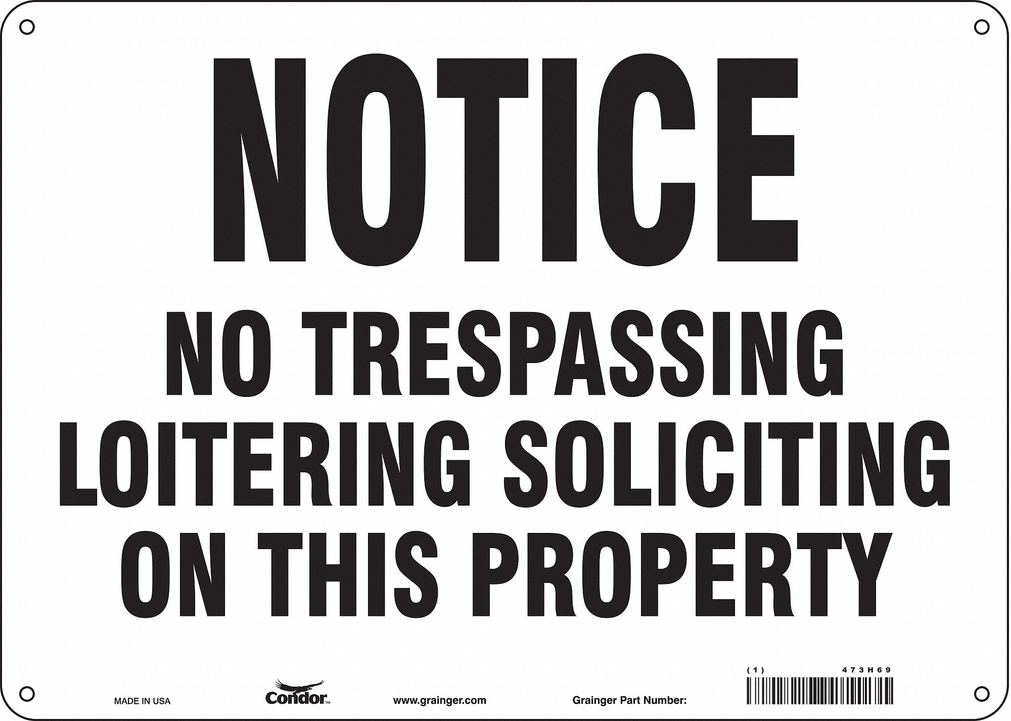 Safety Sign: Aluminum, Mounting Holes Sign Mounting, 10 in x 14 in Nominal Sign Size, 0.032 in Thick