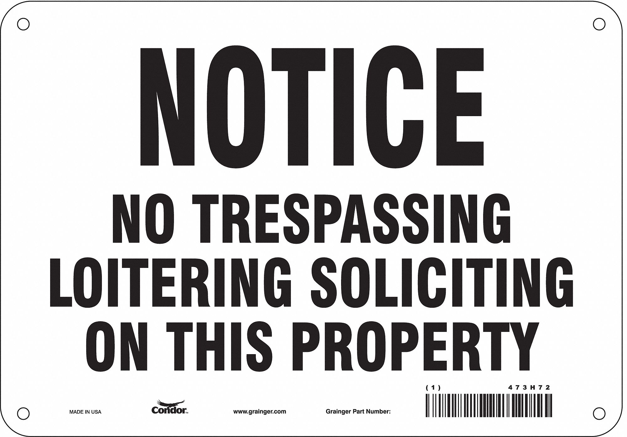 Safety Sign: Polyethylene, Mounting Holes Sign Mounting, 7 in x 10 in Nominal Sign Size