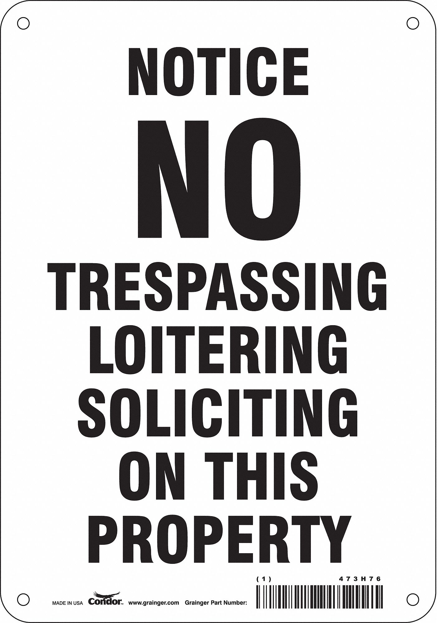 Safety Sign: Aluminum, Mounting Holes Sign Mounting, 10 in x 7 in Nominal Sign Size, 0.032 in Thick