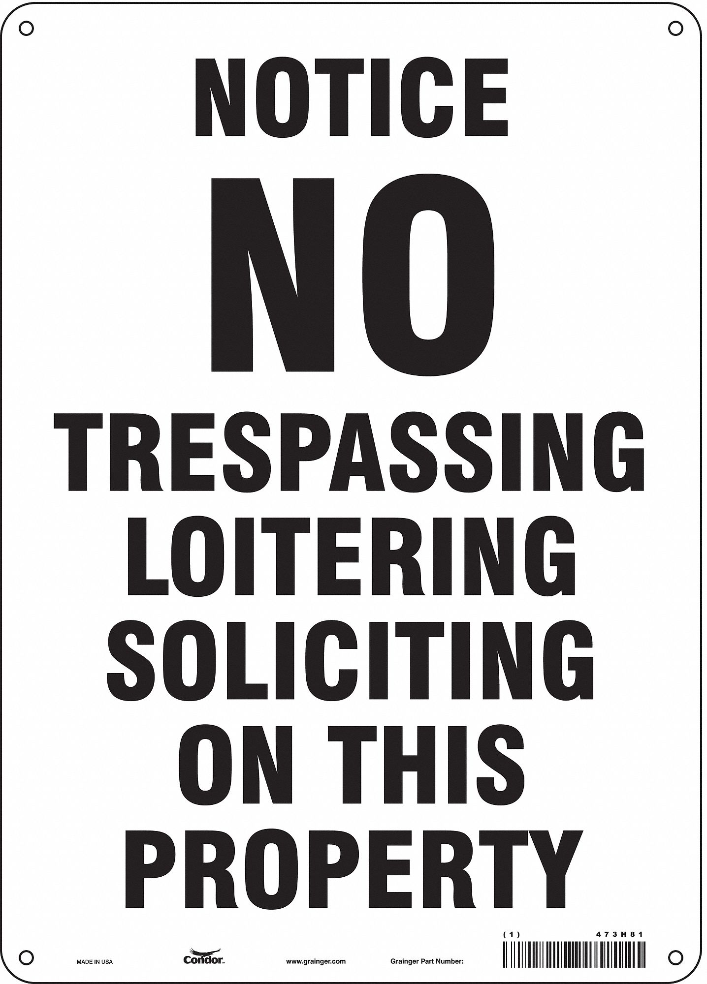 Safety Sign: Polyethylene, Mounting Holes Sign Mounting, 14 in x 10 in Nominal Sign Size