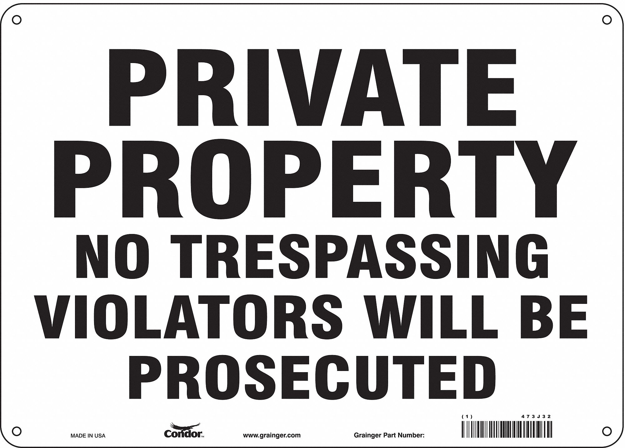 Safety Sign: Polyethylene, Mounting Holes Sign Mounting, 10 in x 14 in Nominal Sign Size