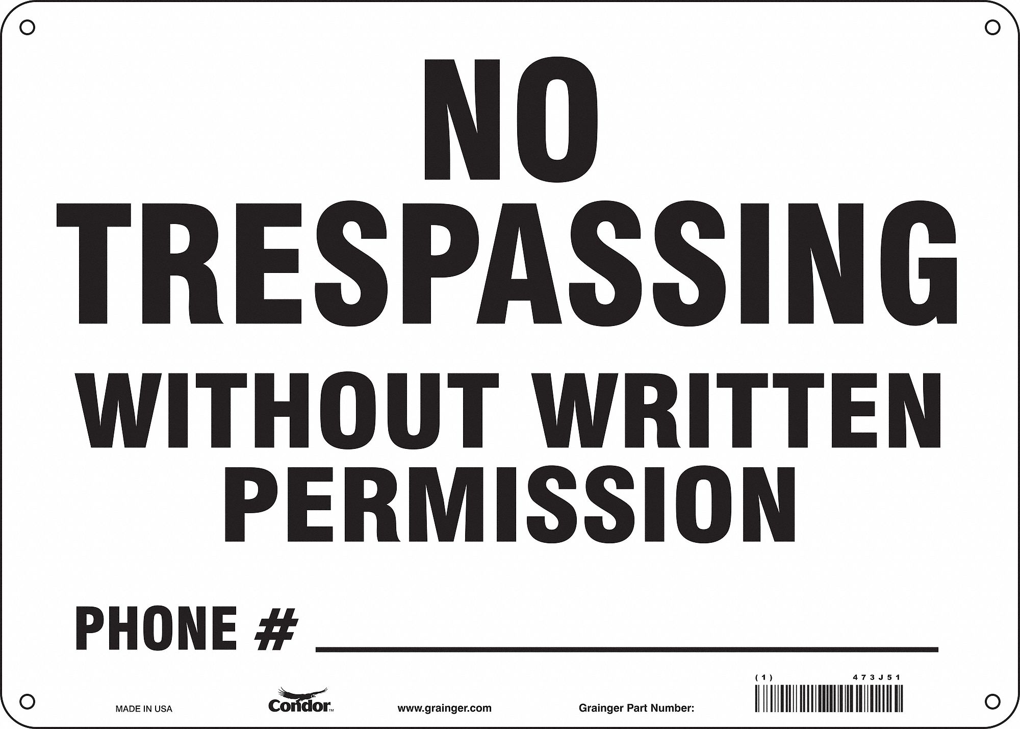 Safety Sign, 10 in x 14 in, Polyethylene