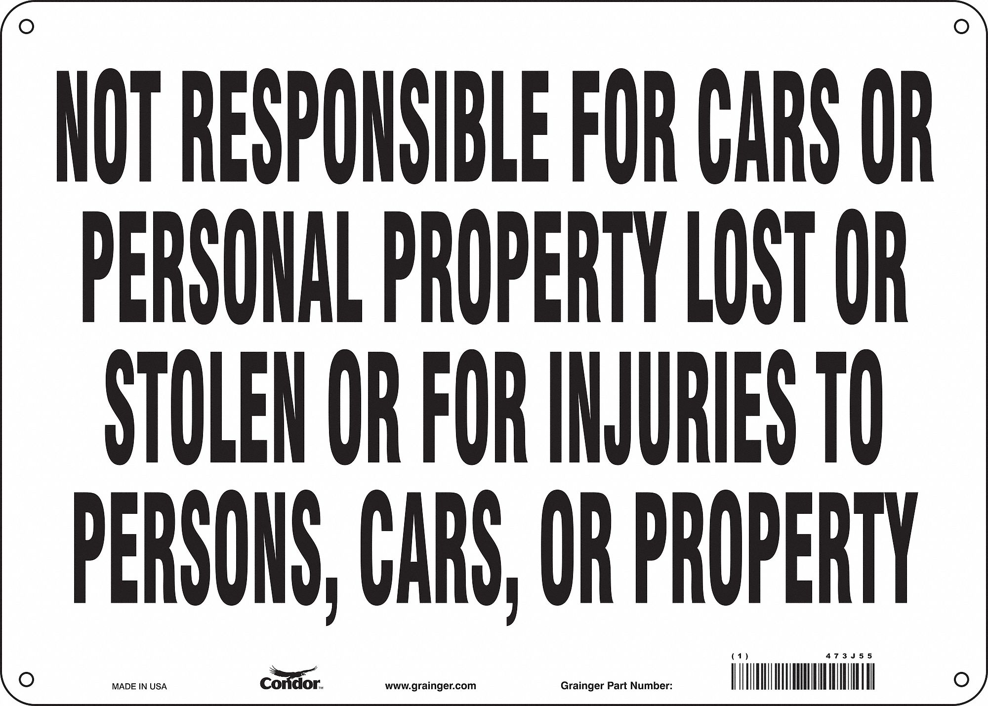 Safety Sign: Aluminum, Mounting Holes Sign Mounting, 10 in x 14 in Nominal Sign Size, 0.032 in Thick