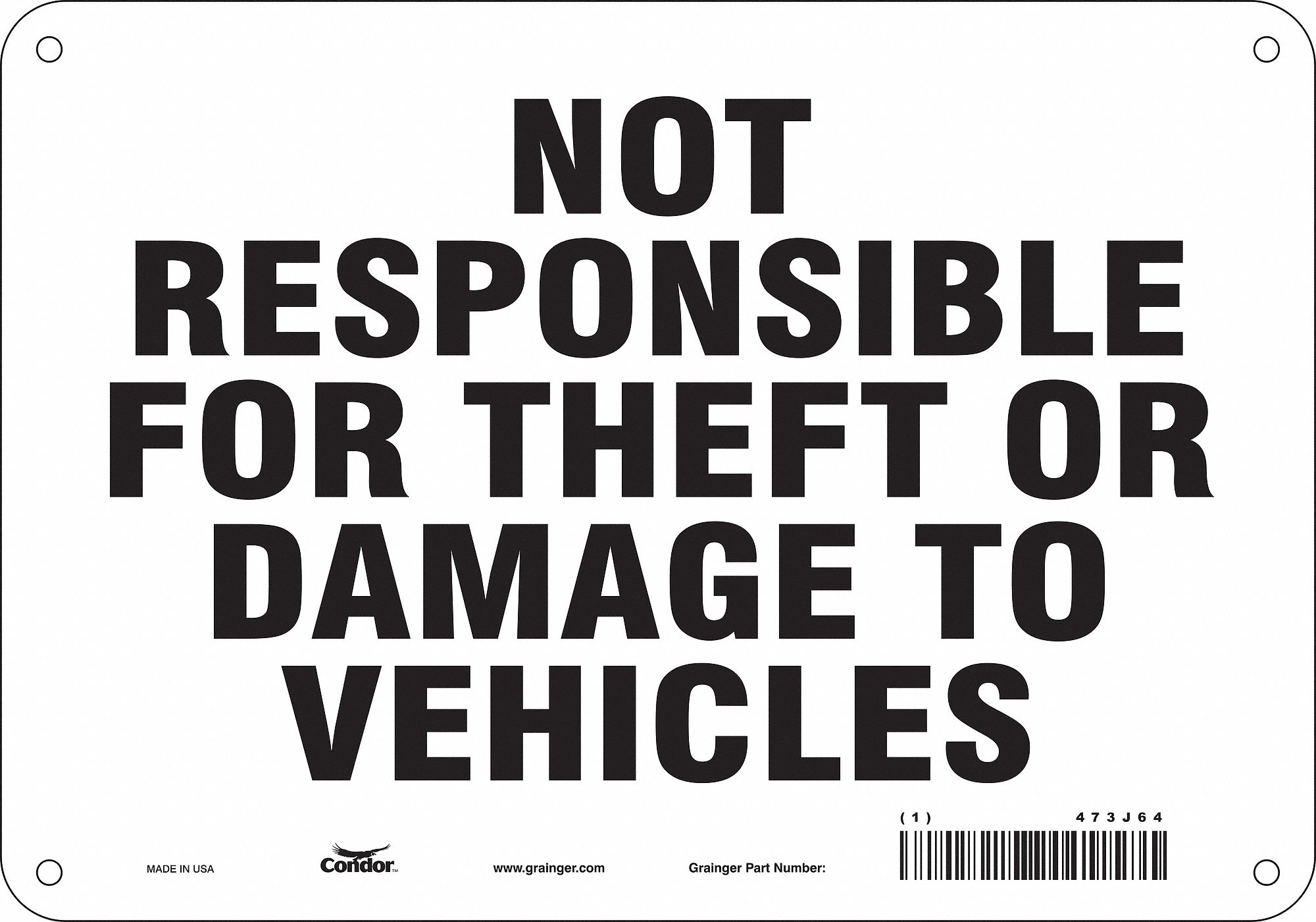 Safety Sign: Aluminum, Mounting Holes Sign Mounting, 7 in x 10 in Nominal Sign Size, 0.032 in Thick