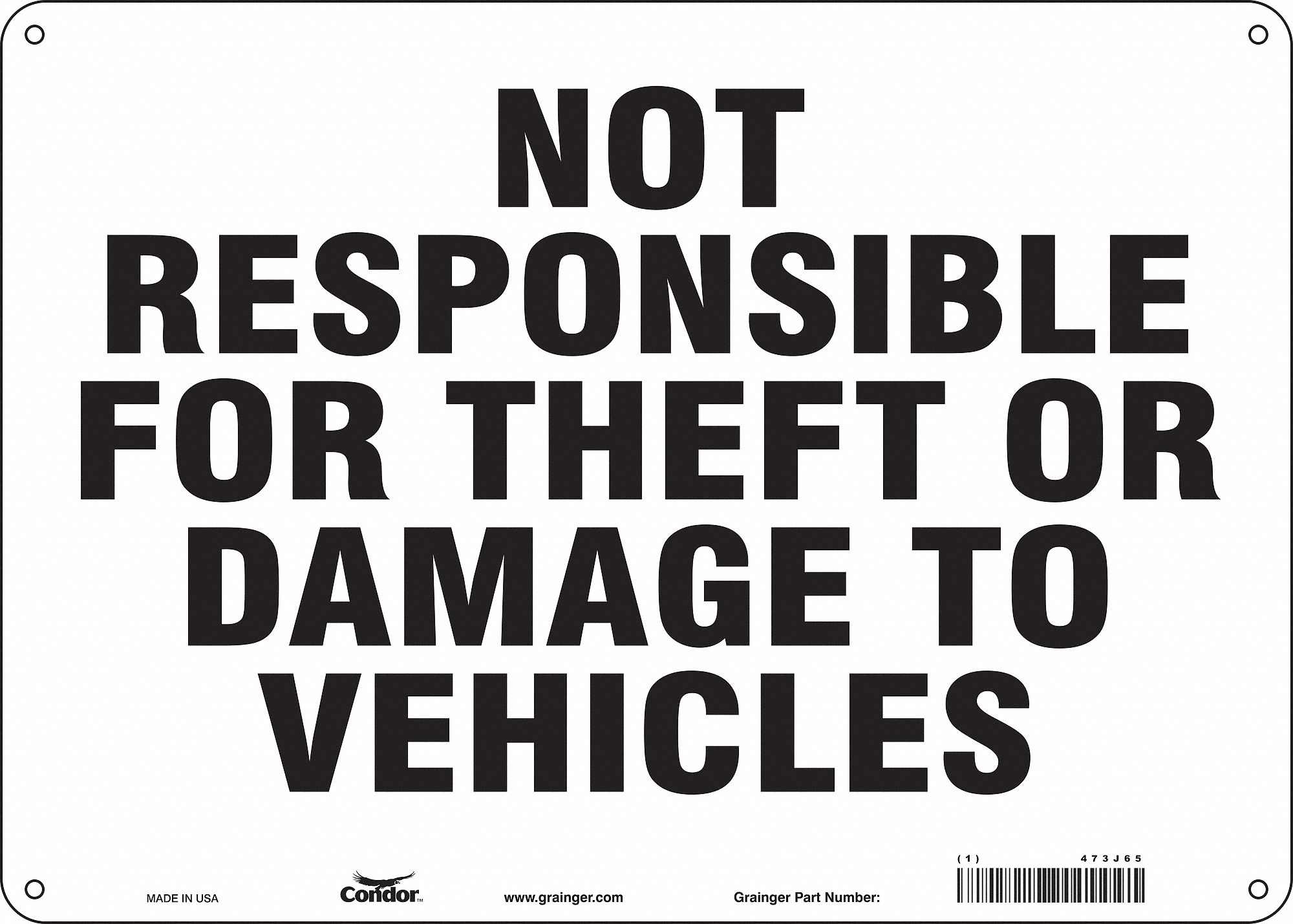 Safety Sign: Aluminum, Mounting Holes Sign Mounting, 10 in x 14 in Nominal Sign Size, 0.032 in Thick