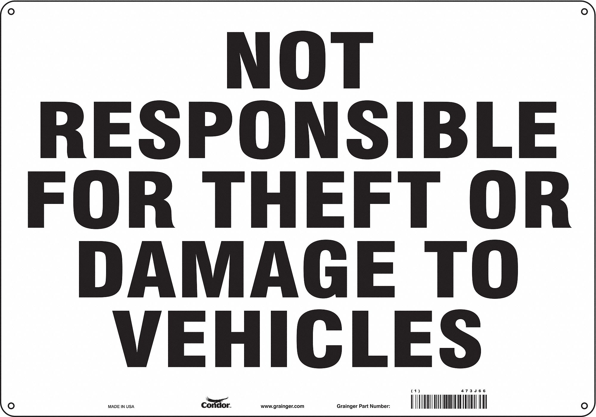 Safety Sign: Aluminum, Mounting Holes Sign Mounting, 14 in x 20 in Nominal Sign Size, 0.032 in Thick
