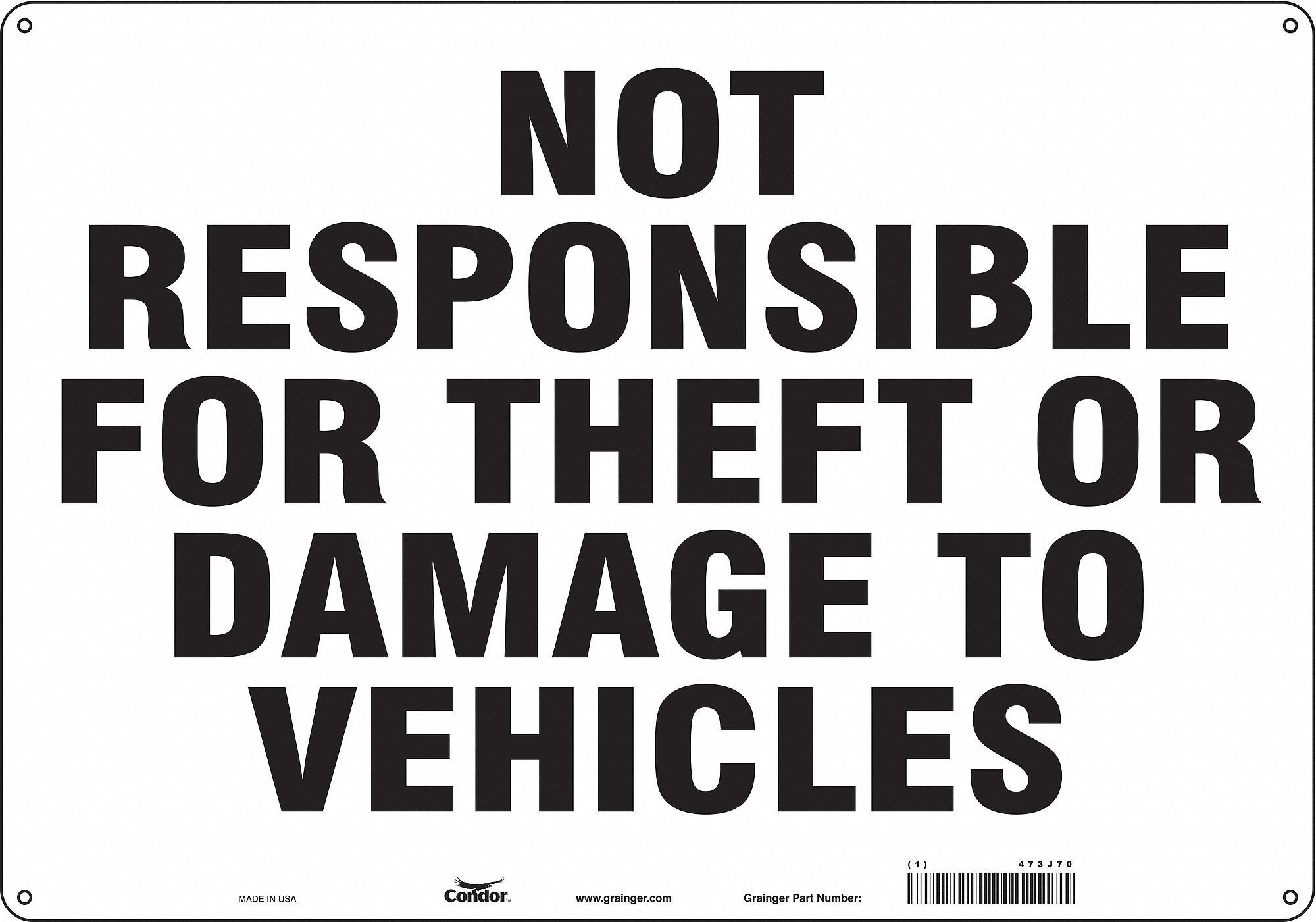 Safety Sign: Polyethylene, Mounting Holes Sign Mounting, 14 in x 20 in Nominal Sign Size