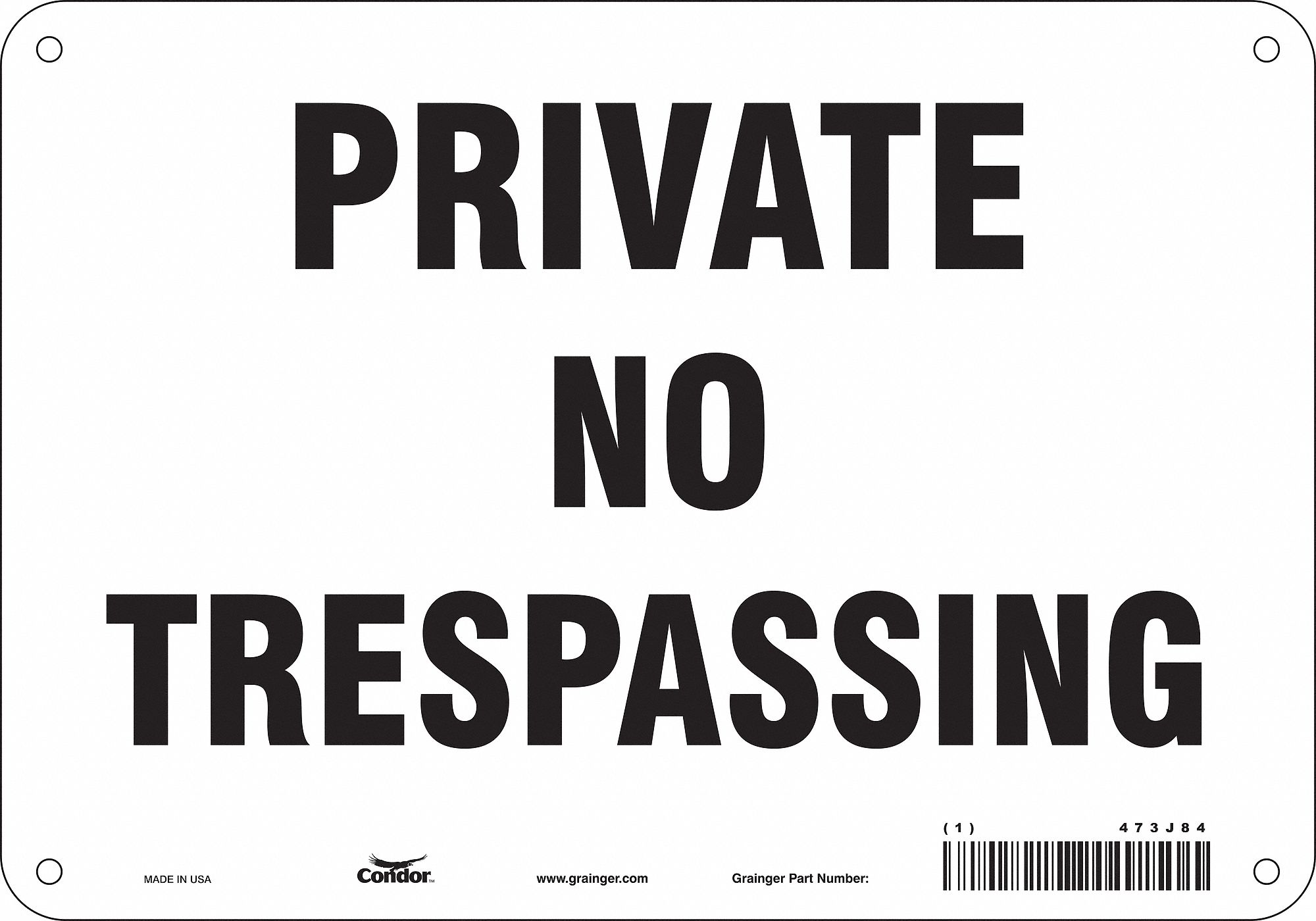 Safety Sign: Polyethylene, Mounting Holes Sign Mounting, 7 in x 10 in Nominal Sign Size