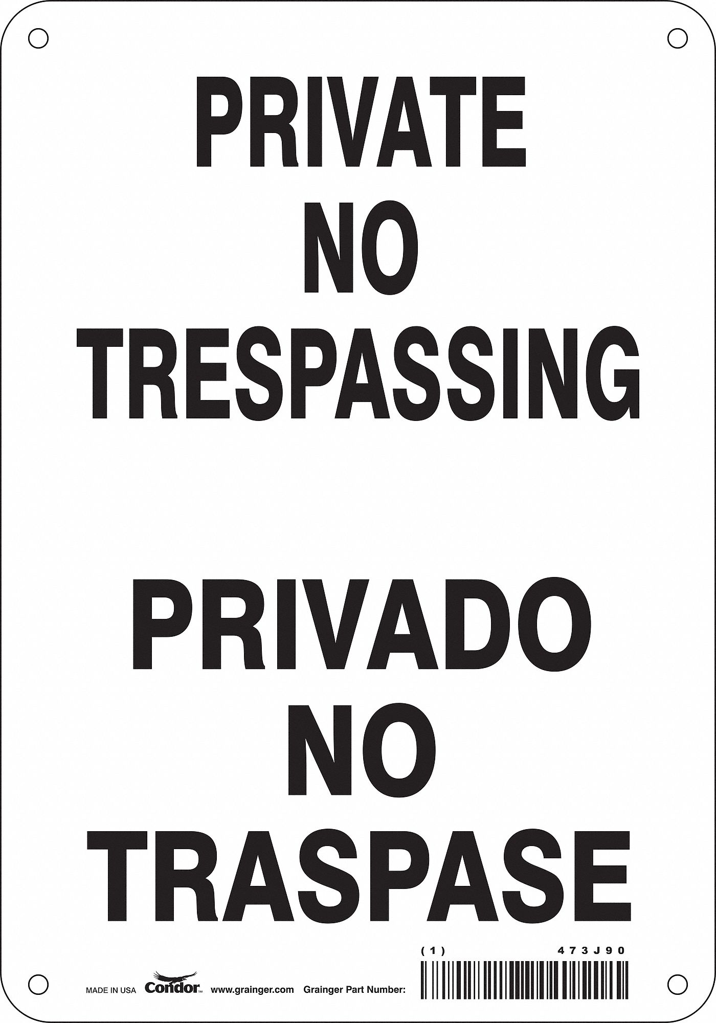 Safety Sign: Polyethylene, Mounting Holes Sign Mounting, 10 in x 7 in Nominal Sign Size