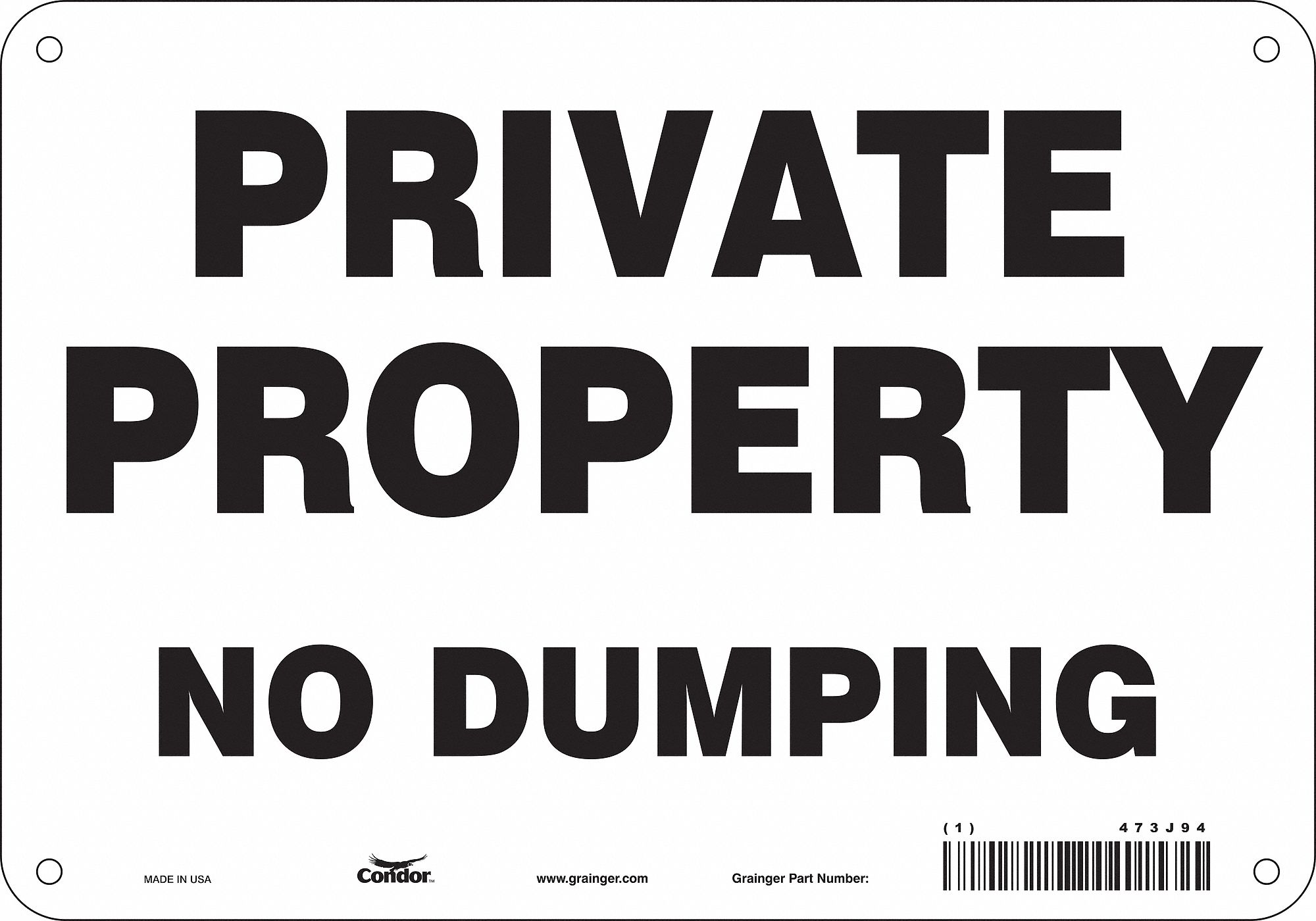 Safety Sign: Aluminum, Mounting Holes Sign Mounting, 7 in x 10 in Nominal Sign Size, 0.032 in Thick