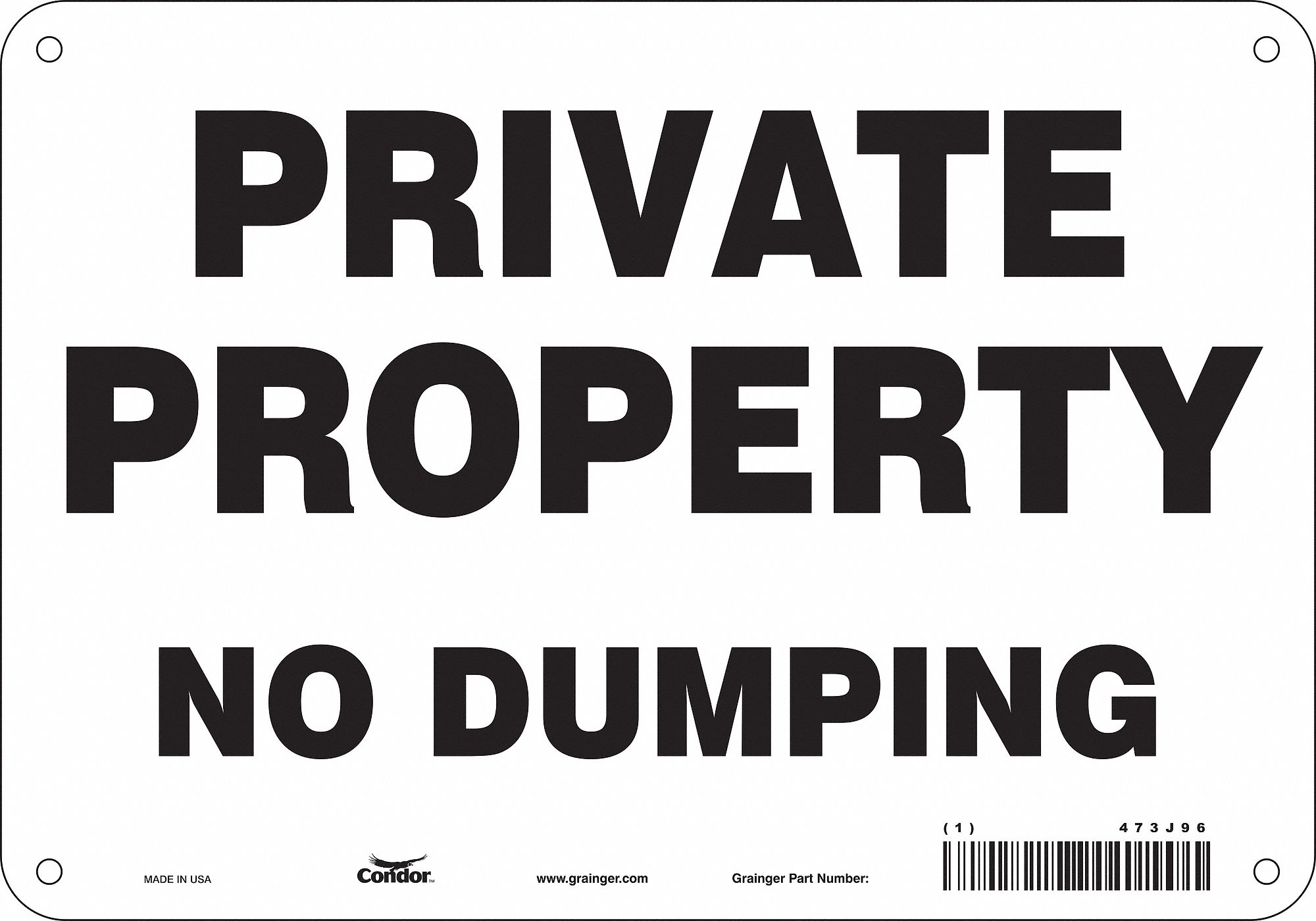 Safety Sign: Polyethylene, Mounting Holes Sign Mounting, 7 in x 10 in Nominal Sign Size