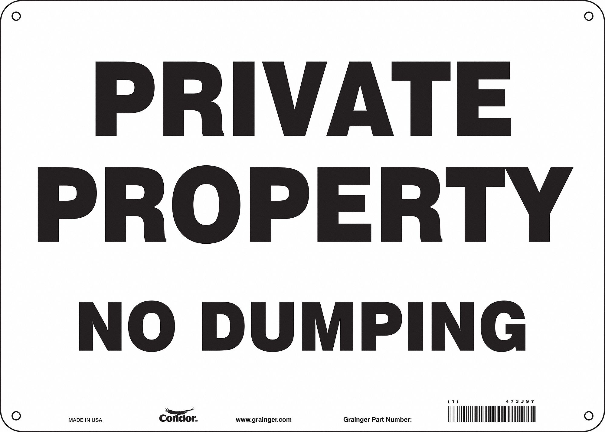 Safety Sign: Polyethylene, Mounting Holes Sign Mounting, 10 in x 14 in Nominal Sign Size