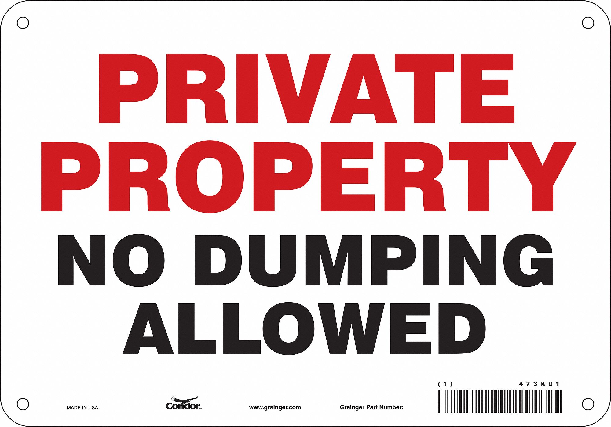 Safety Sign: Aluminum, Mounting Holes Sign Mounting, 7 in x 10 in Nominal Sign Size, 0.032 in Thick