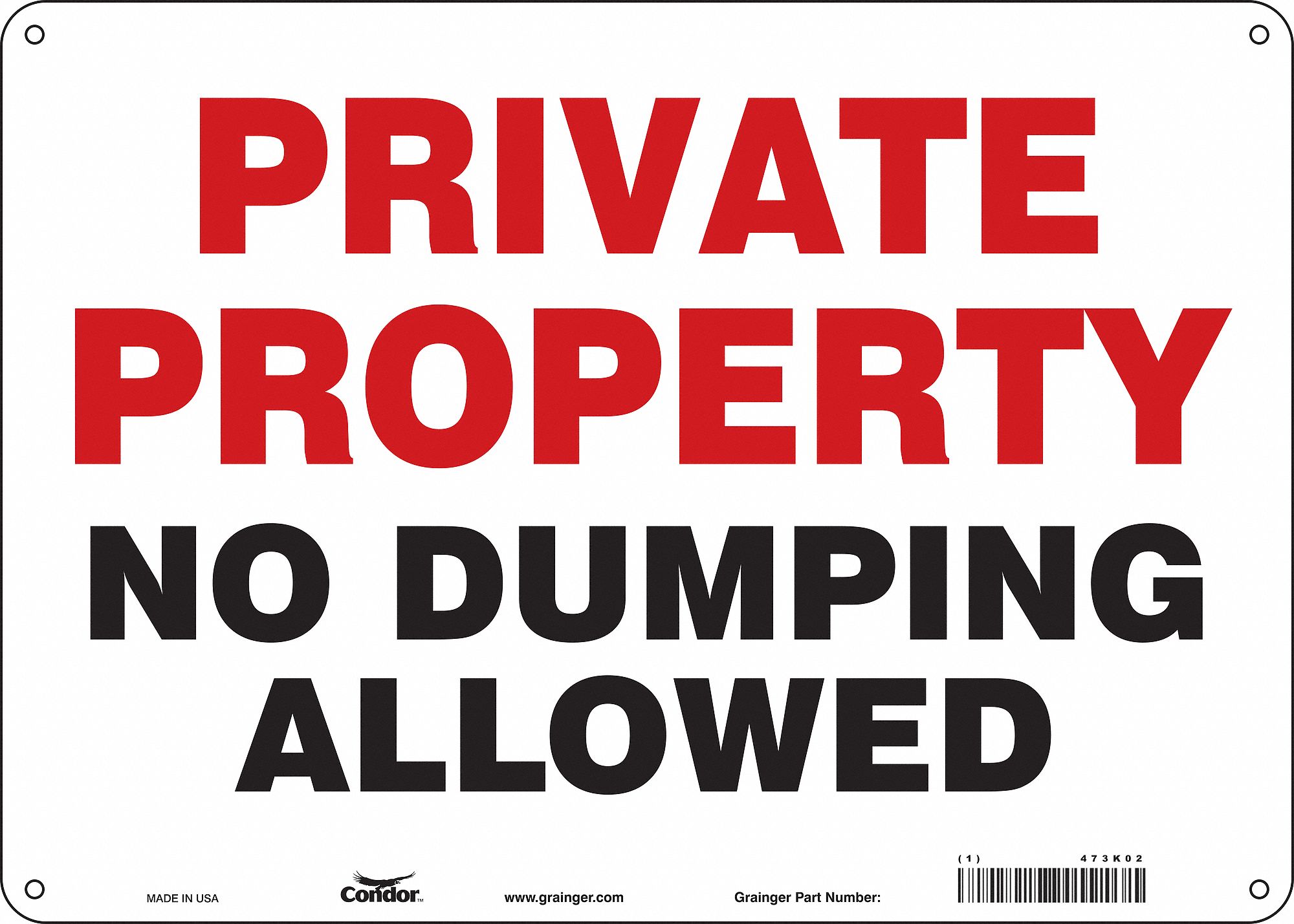 Safety Sign: Aluminum, Mounting Holes Sign Mounting, 10 in x 14 in Nominal Sign Size, 0.032 in Thick