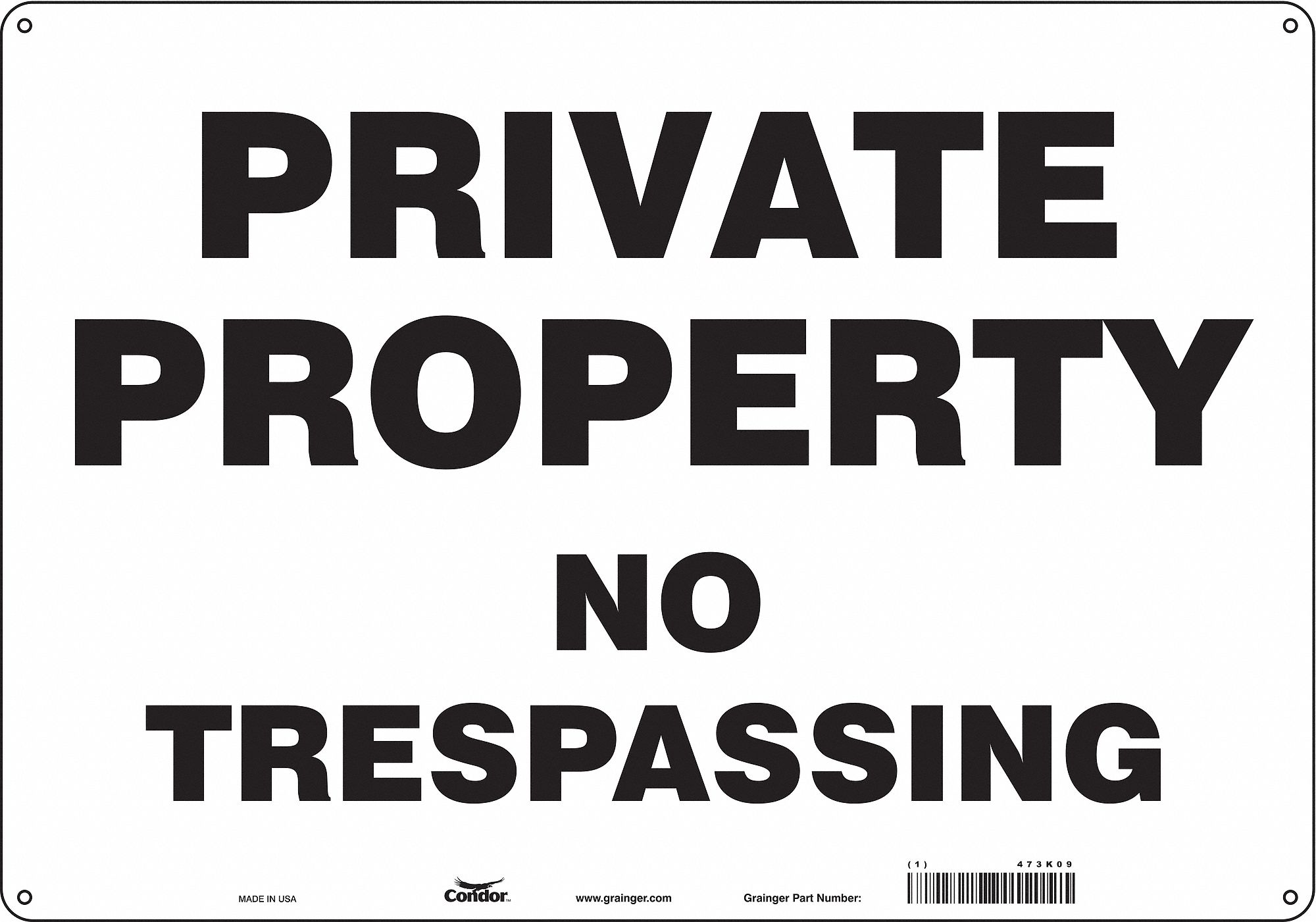 Safety Sign: Aluminum, Mounting Holes Sign Mounting, 14 in x 20 in Nominal Sign Size, 0.032 in Thick