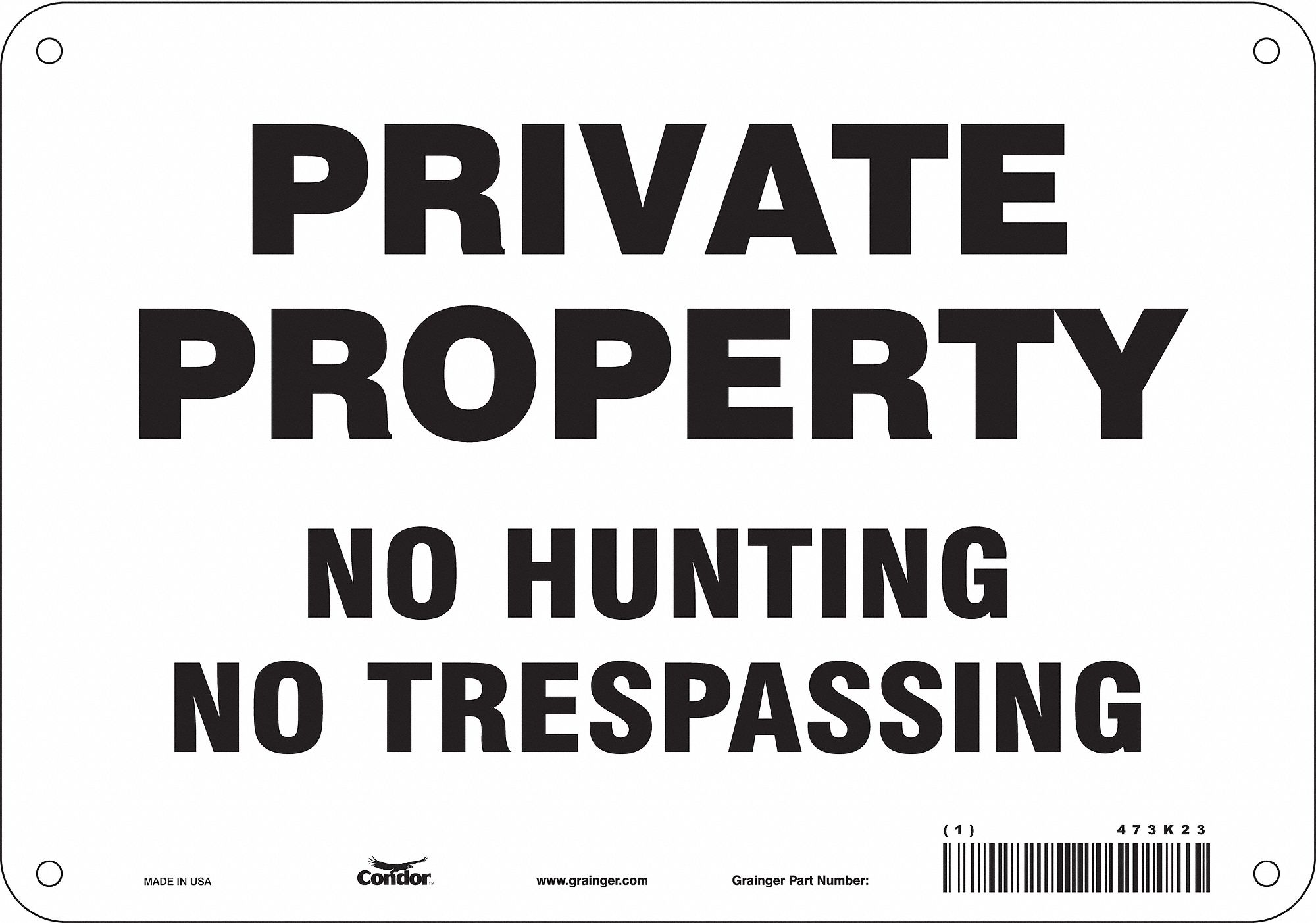 Safety Sign: Aluminum, Mounting Holes Sign Mounting, 7 in x 10 in Nominal Sign Size, 0.032 in Thick