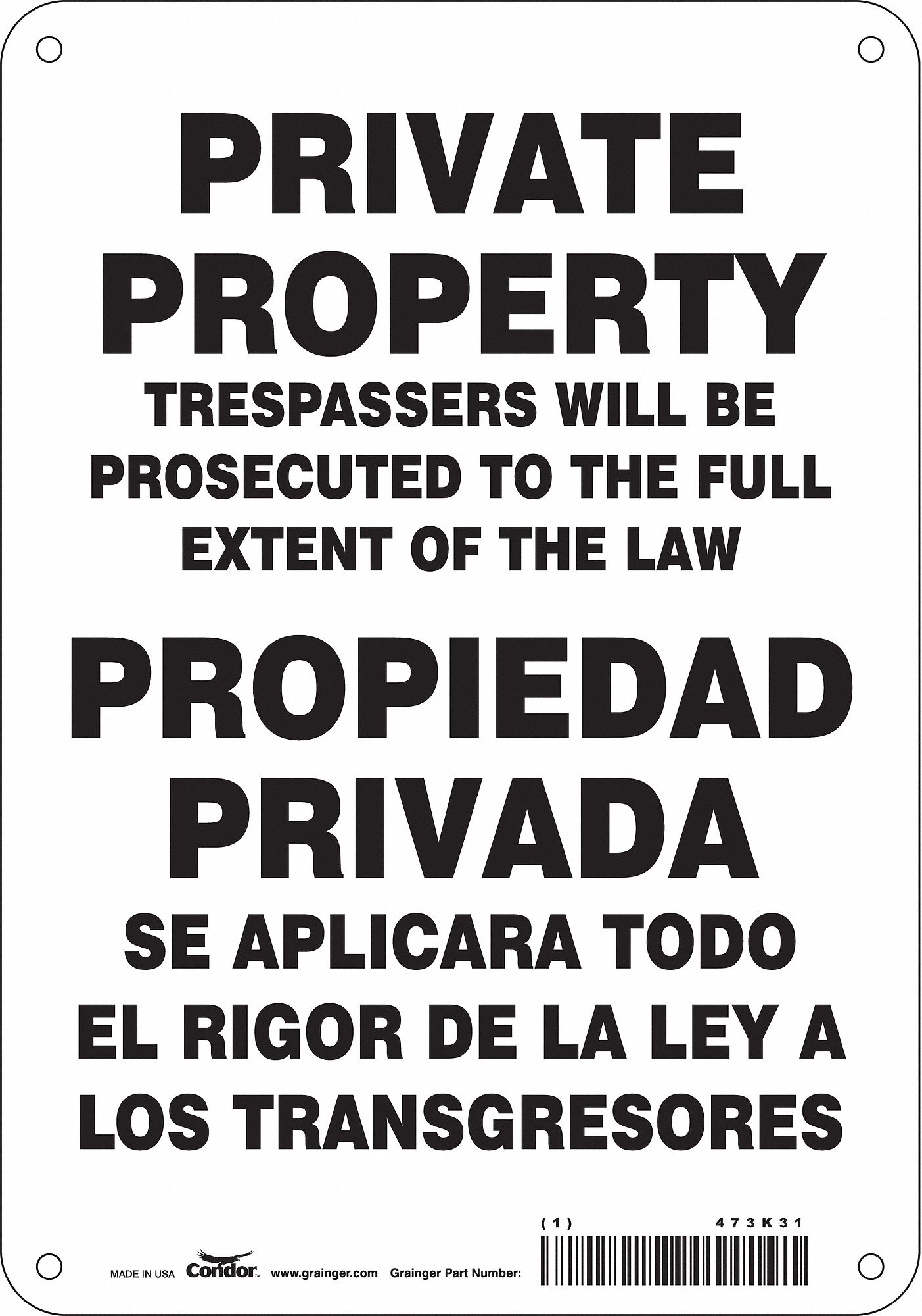 Safety Sign, 10 in x 7 in, Aluminum