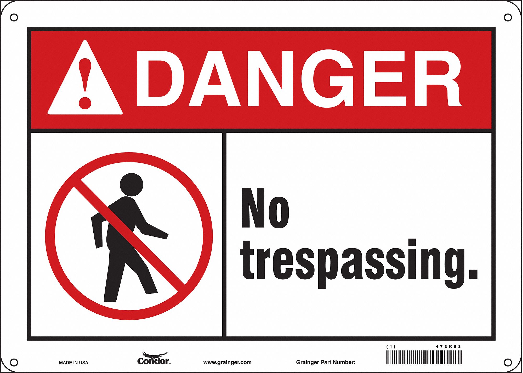 Safety Sign: Polyethylene, Mounting Holes Sign Mounting, 10 in x 14 in Nominal Sign Size