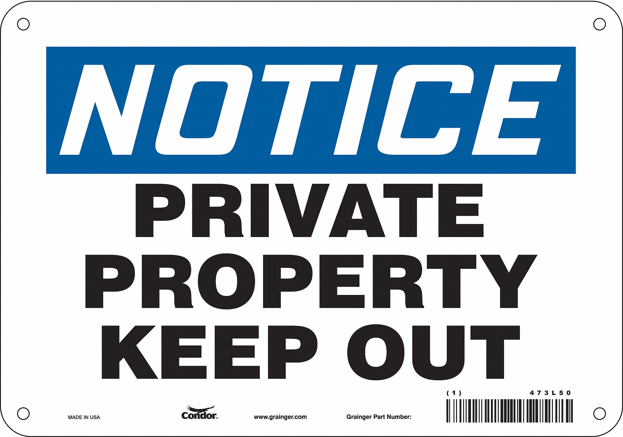 Safety Sign: Polyethylene, Mounting Holes Sign Mounting, 7 in x 10 in Nominal Sign Size