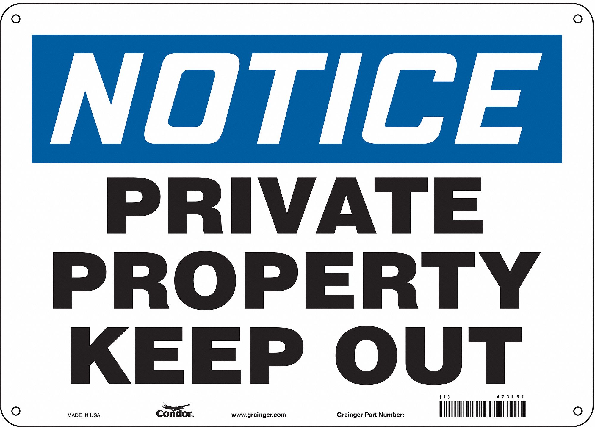 Safety Sign: Polyethylene, Mounting Holes Sign Mounting, 10 in x 14 in Nominal Sign Size