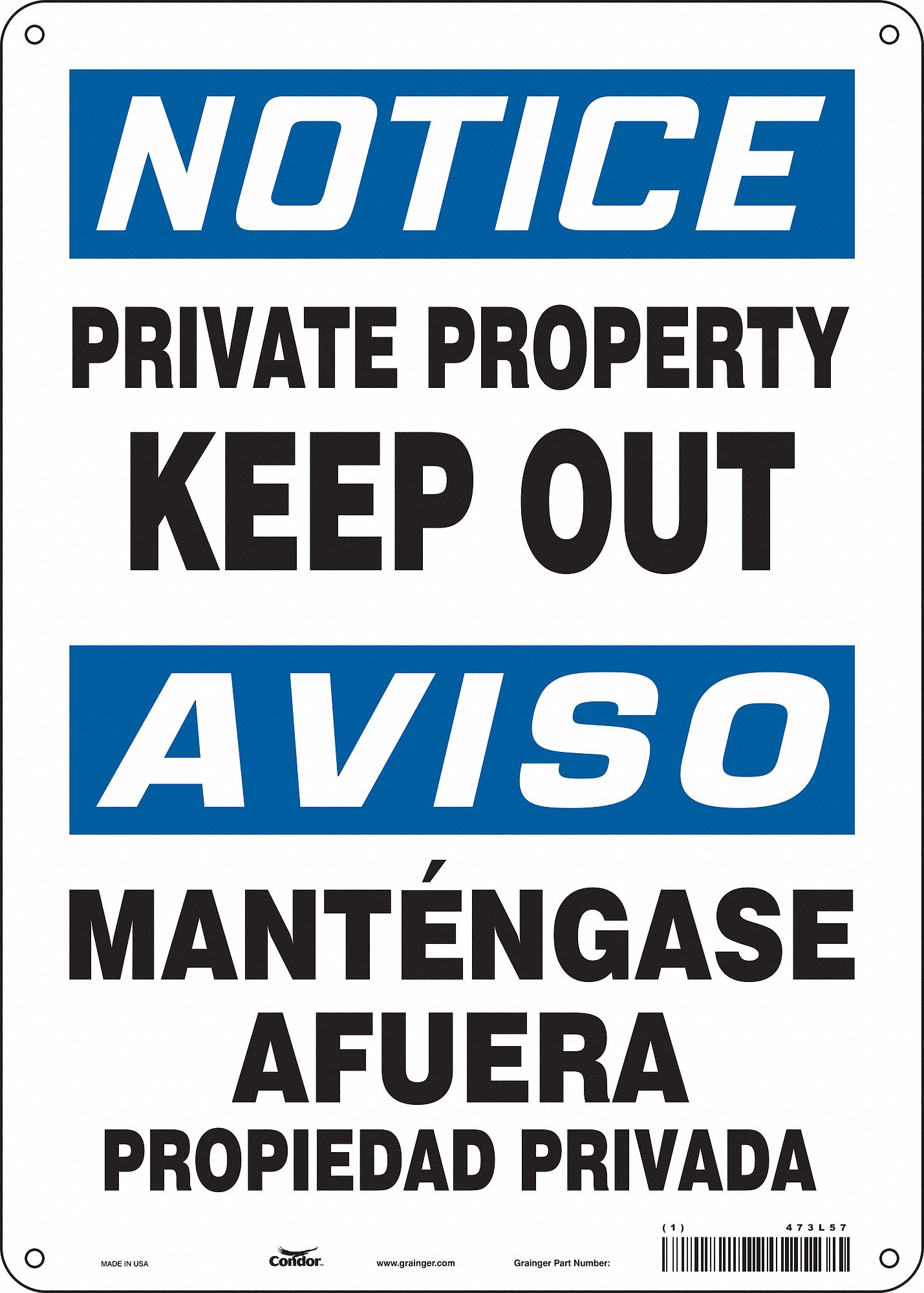 Safety Sign: Polyethylene, Mounting Holes Sign Mounting, 14 in x 10 in Nominal Sign Size