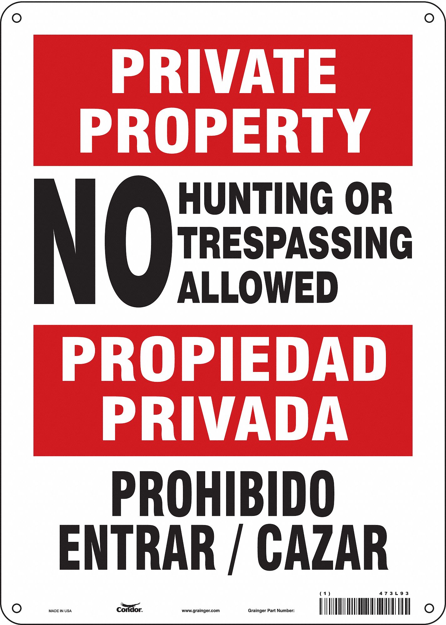 Safety Sign: Aluminum, Mounting Holes Sign Mounting, 14 in x 10 in Nominal Sign Size, 0.032 in Thick