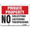 Private Property: No Soliciting Loitering Trespassing Signs