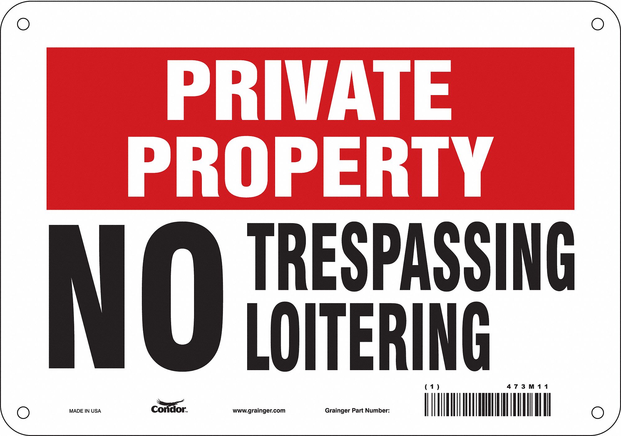 Safety Sign: Aluminum, Mounting Holes Sign Mounting, 7 in x 10 in Nominal Sign Size, 0.032 in Thick