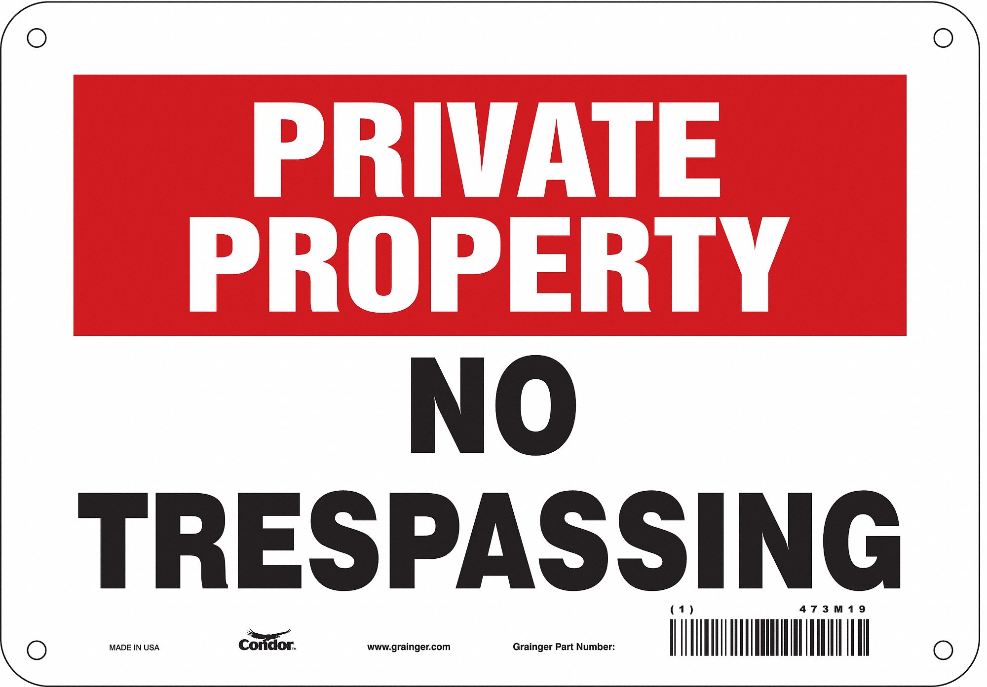 Safety Sign: Polyethylene, Mounting Holes Sign Mounting, 7 in x 10 in Nominal Sign Size