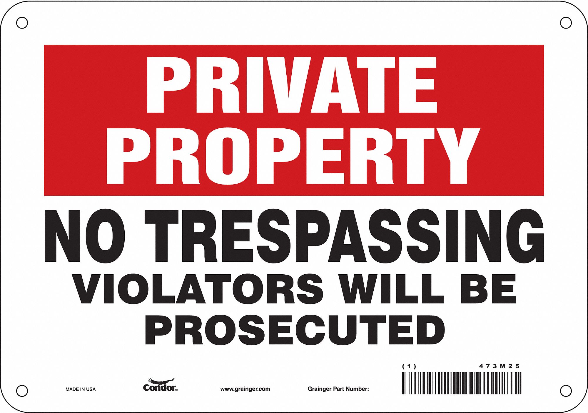 Safety Sign: Polyethylene, Mounting Holes Sign Mounting, 7 in x 10 in Nominal Sign Size