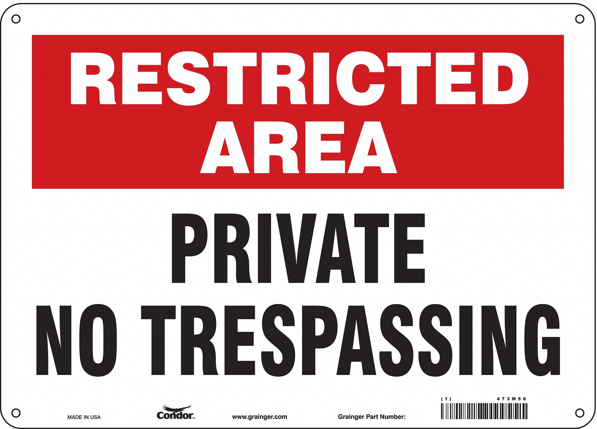 Safety Sign: Polyethylene, Mounting Holes Sign Mounting, 10 in x 14 in Nominal Sign Size