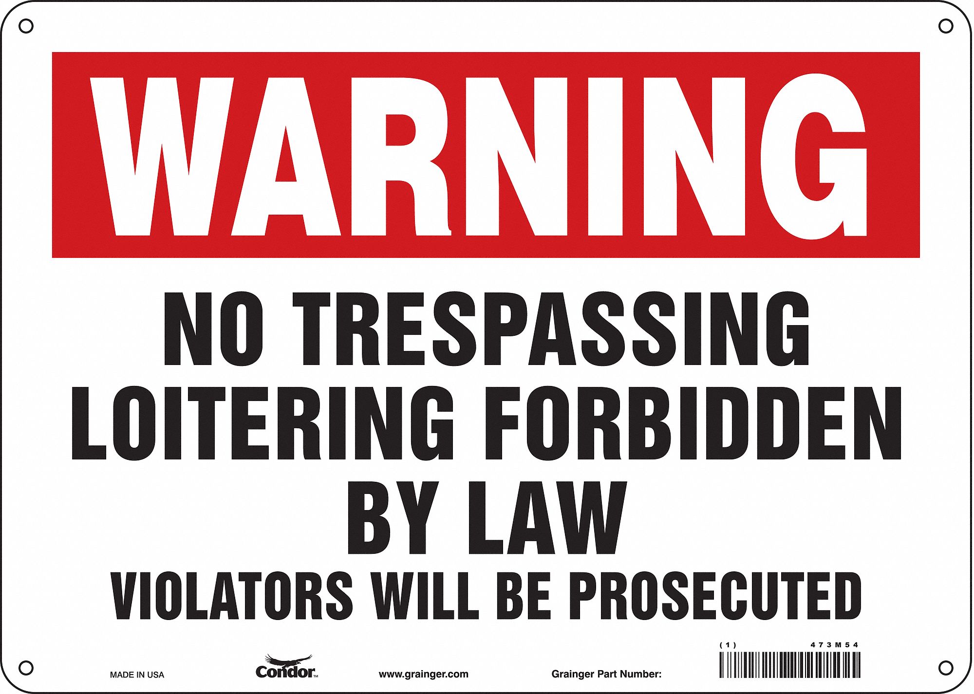 Safety Sign: Aluminum, Mounting Holes Sign Mounting, 10 in x 14 in Nominal Sign Size, 0.032 in Thick