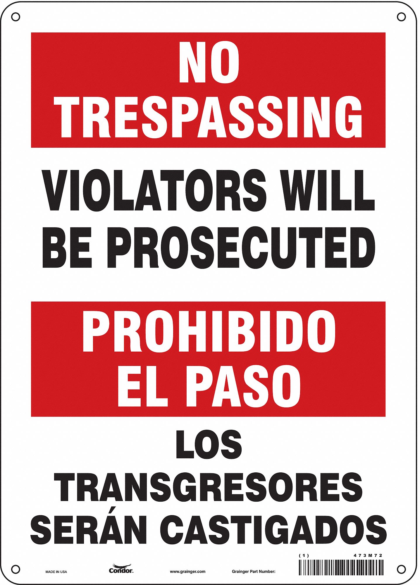 PANNEAU SECURITE,14PO X 10PO,ALUMINIUM