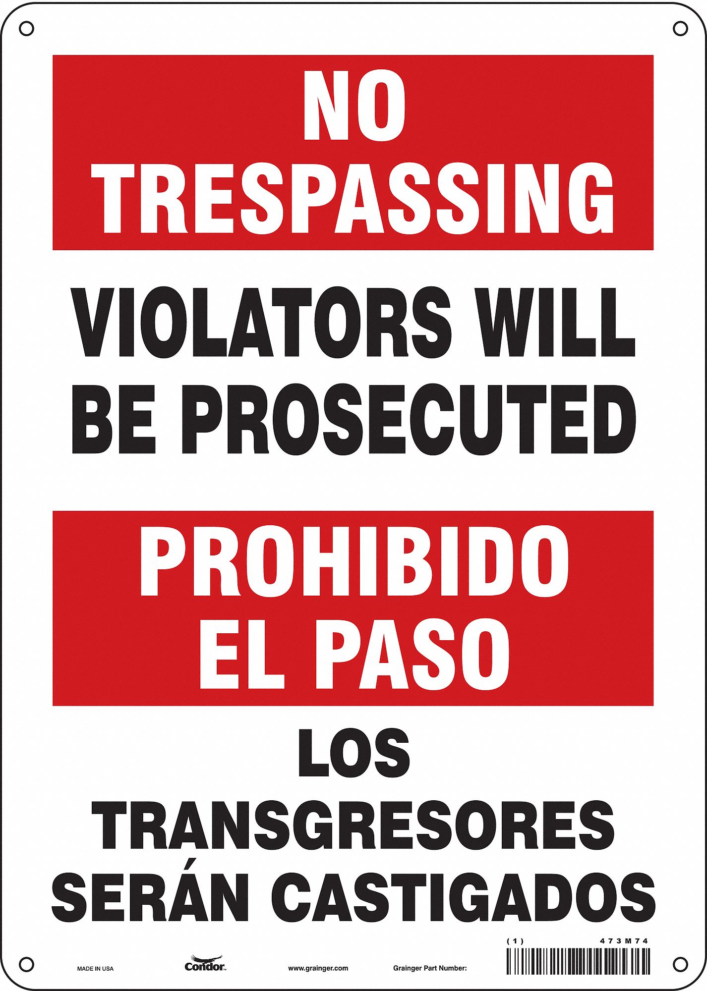 Safety Sign: Polyethylene, Mounting Holes Sign Mounting, 14 in x 10 in Nominal Sign Size
